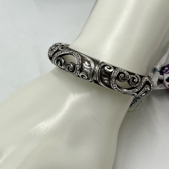 BRIGHTON Vintage ANAHITA Scrolled Crystal Hinged Bangle Bracelet Retired #476 - Picture 5 of 9